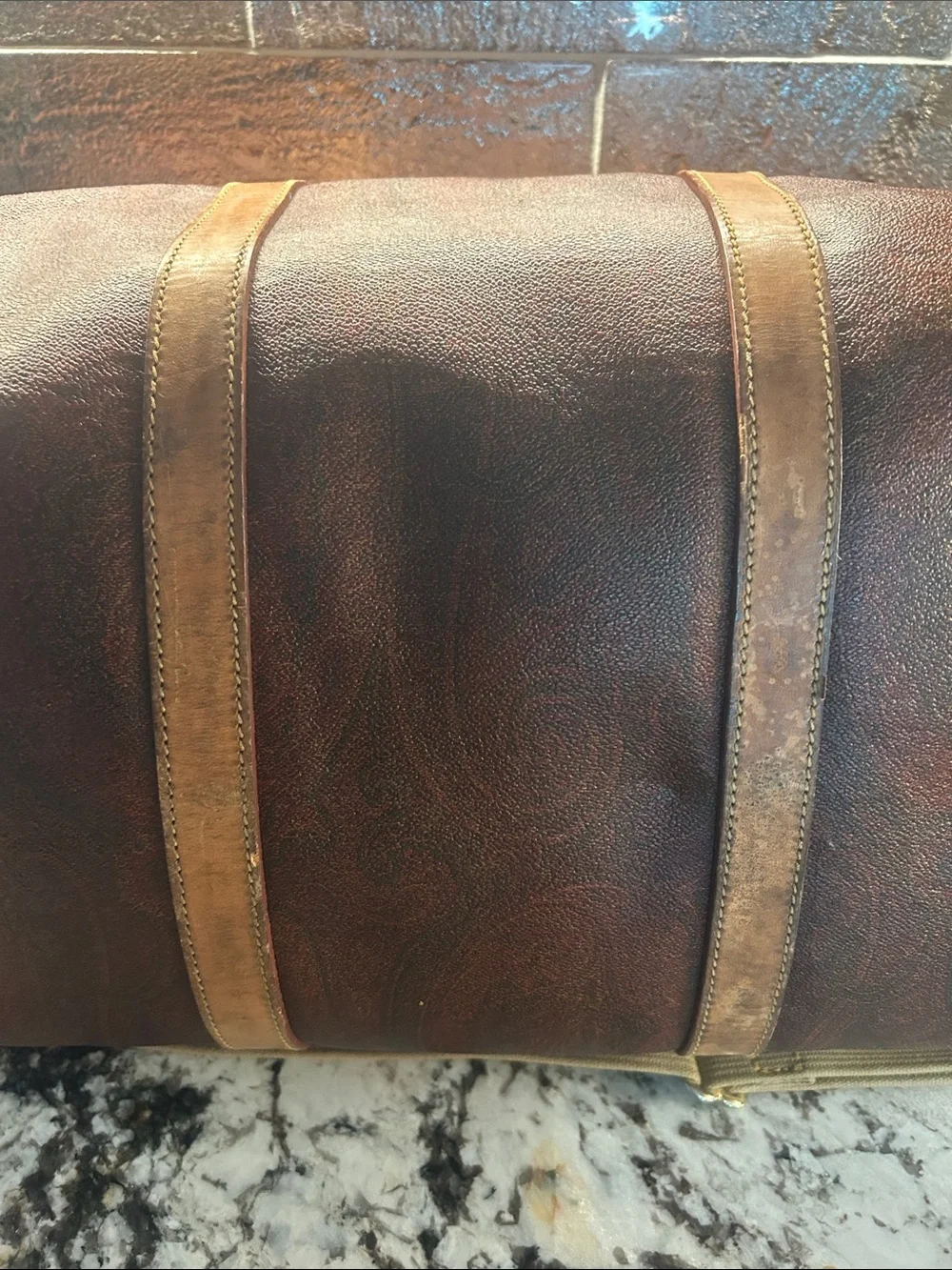 Etro 2 Way Leather Weekender Travel Bag in paisley print incl. all shown